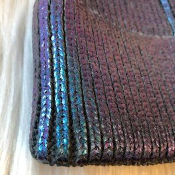 Metallic Knit & Fox Fur PomPom Hat main image 5